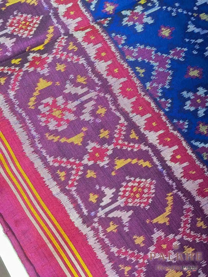 Royal Blue Patola Traditional Figures in Pure Silk
