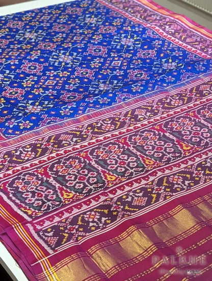 Royal Blue Patola Traditional Figures in Pure Silk