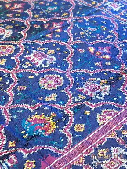 Blue Patola Multicolor Motifs in Pure Silk