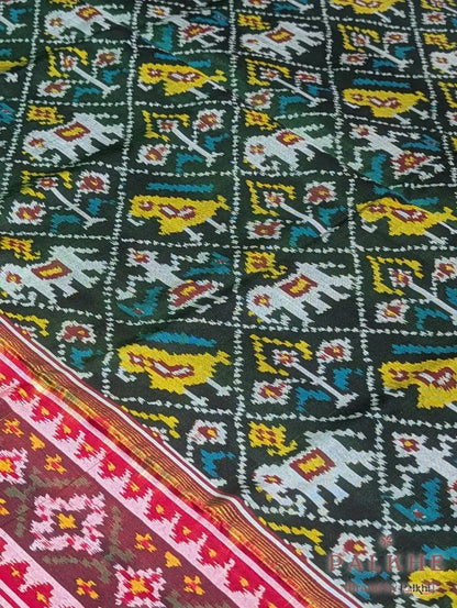 Bottle Green Patola in Pure Silk