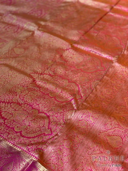 Pink Peacock Motifs in Pure Kanjivaram Silk