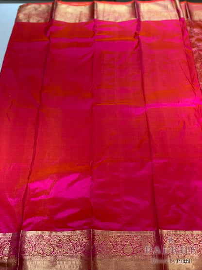 Pink Peacock Motifs in Pure Kanjivaram Silk