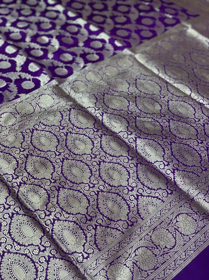 Purple Banarasi in Pure Katan Silk