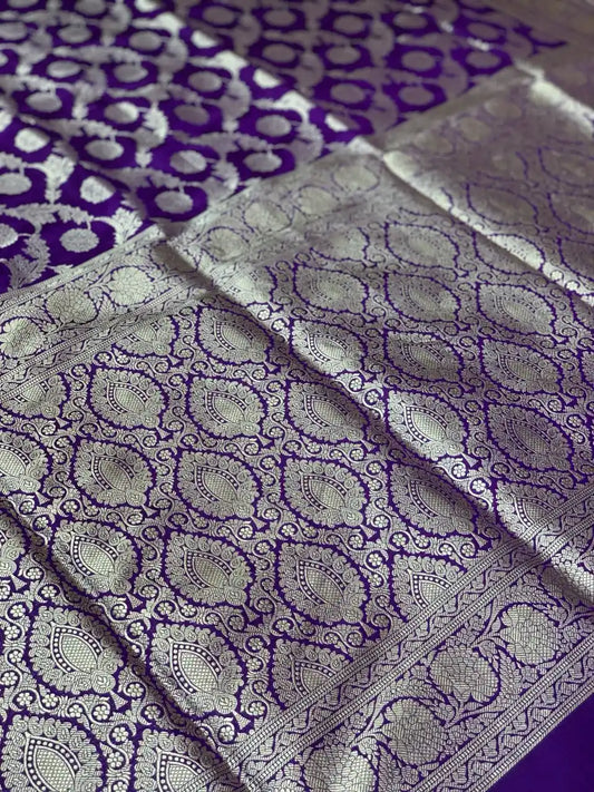 Purple Banarasi in Pure Katan Silk