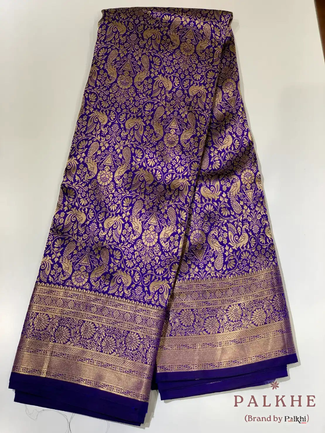 Royal Blue Peacock Motif in Pure Kanjivaram Silk