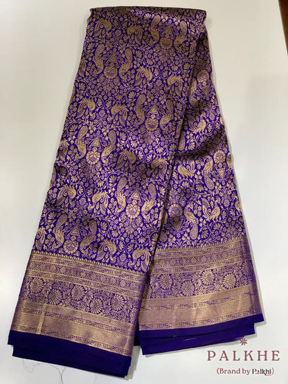 Royal Blue Peacock Motif in Pure Kanjivaram Silk