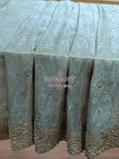 Rani Pink Floral Jaal Tissue Brocade Silk x Hand Embroidery