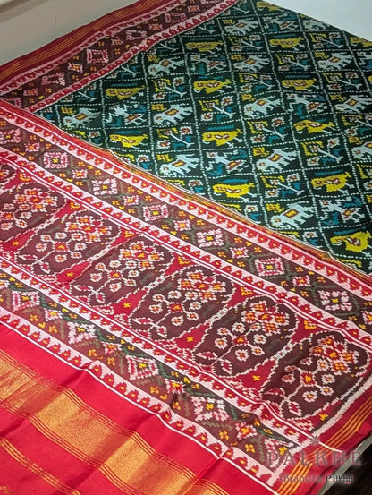 Bottle Green Patola in Pure Silk