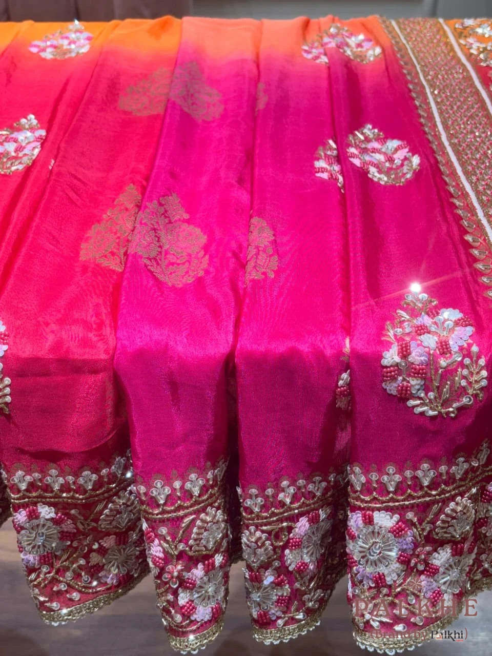 Multicolor Buttas Dola Silk Banarasi x Hand Embroidery