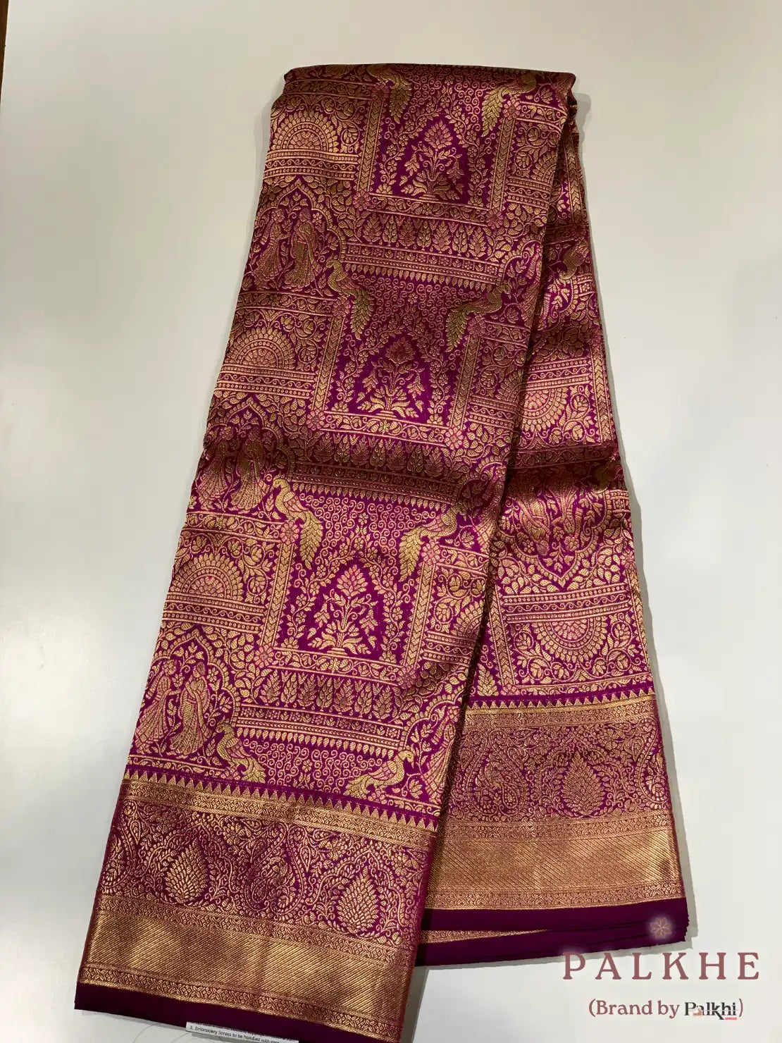 Wine Peacock Motifs in Pure Kanjivaram Silk