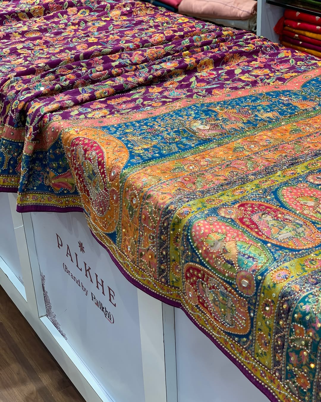 FANCY PASHMINA SAREE WITH HANDWORK (Copy)