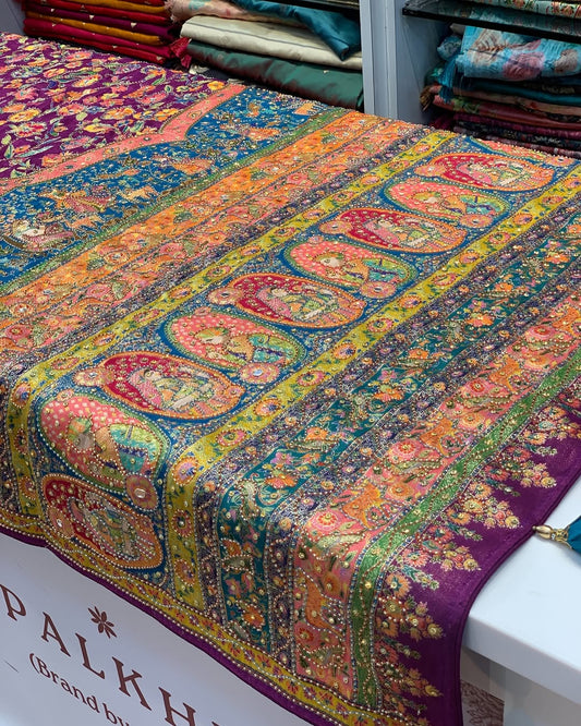 FANCY PASHMINA SAREE WITH HANDWORK (Copy)
