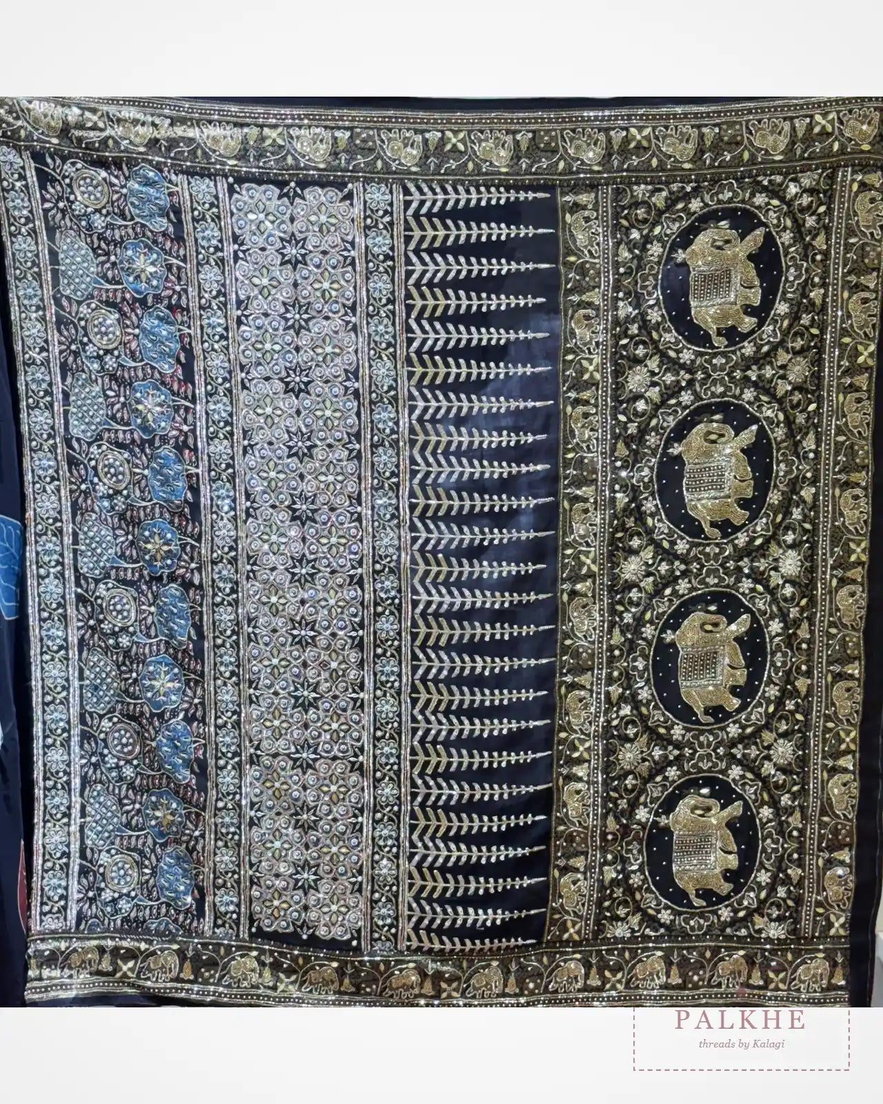 Black Crepe Silk Ajrakh Fancy x Hand Embroidery