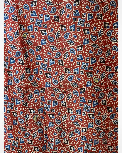 Maroon Ajrakh Silk Fancy x Hand Embroidery