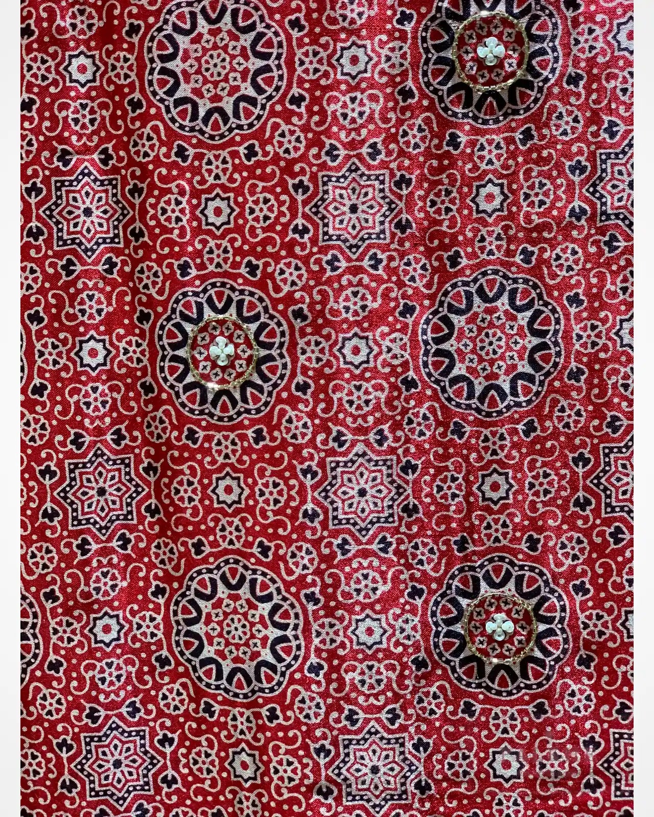 Red Silk Ajrakh Fancy x Hand Embroidery