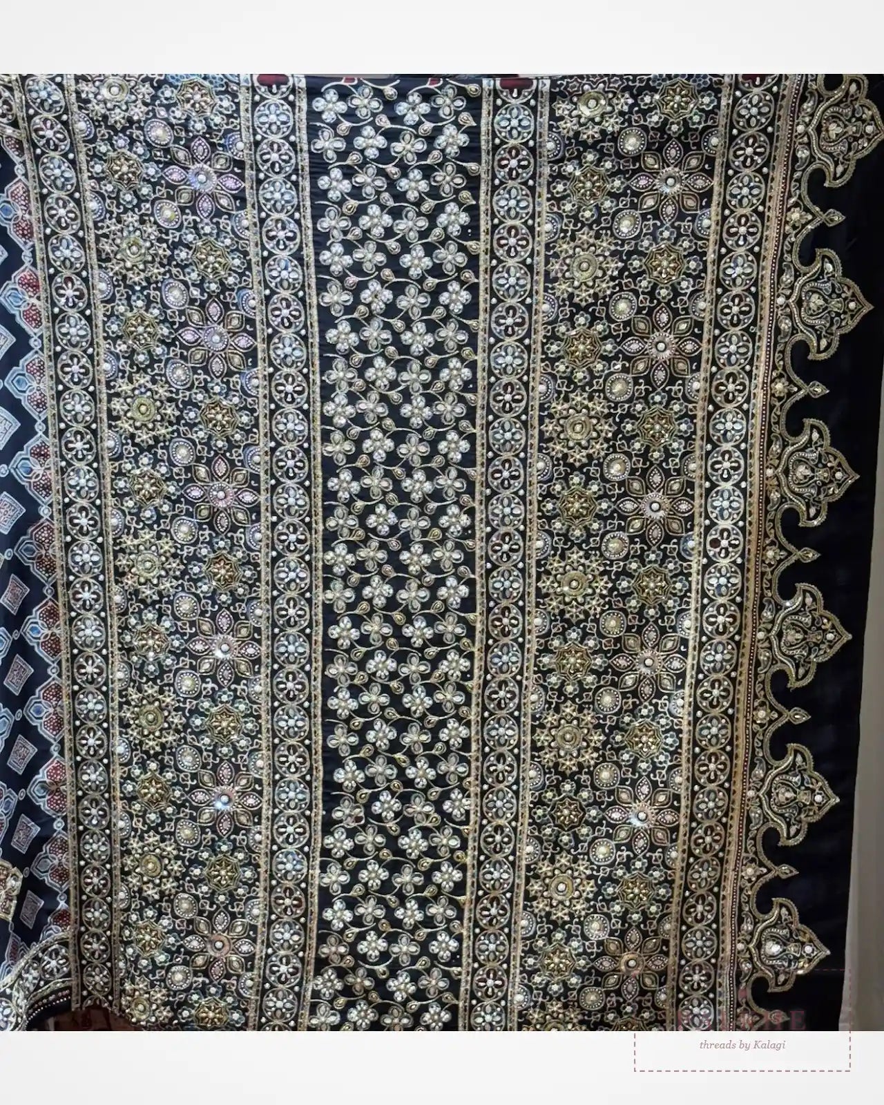 Black Silk Ajrakh Fancy x Hand Embroidery