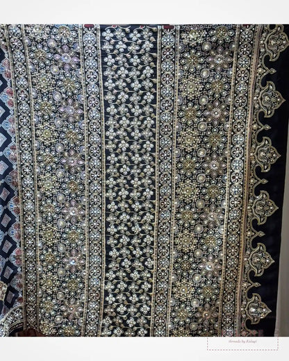 Black Silk Ajrakh Fancy x Hand Embroidery