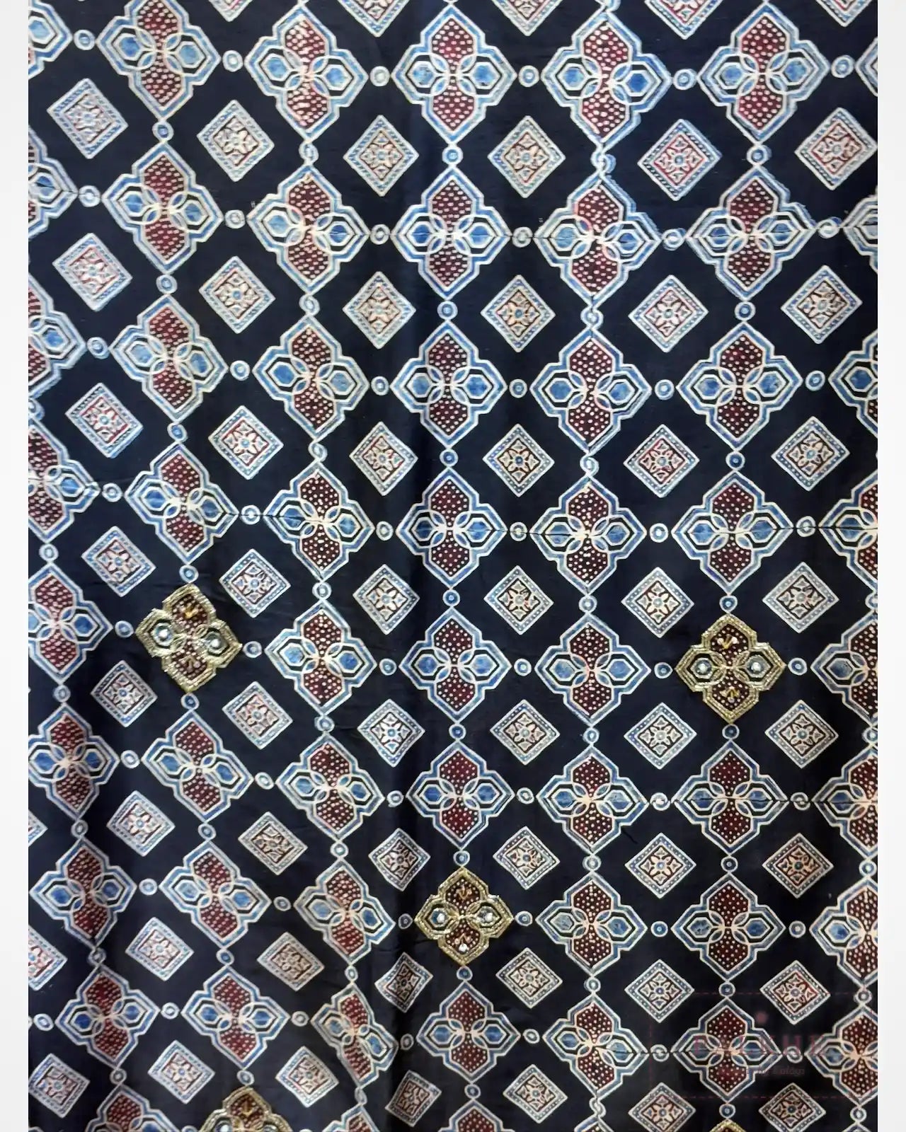 Black Silk Ajrakh Fancy x Hand Embroidery