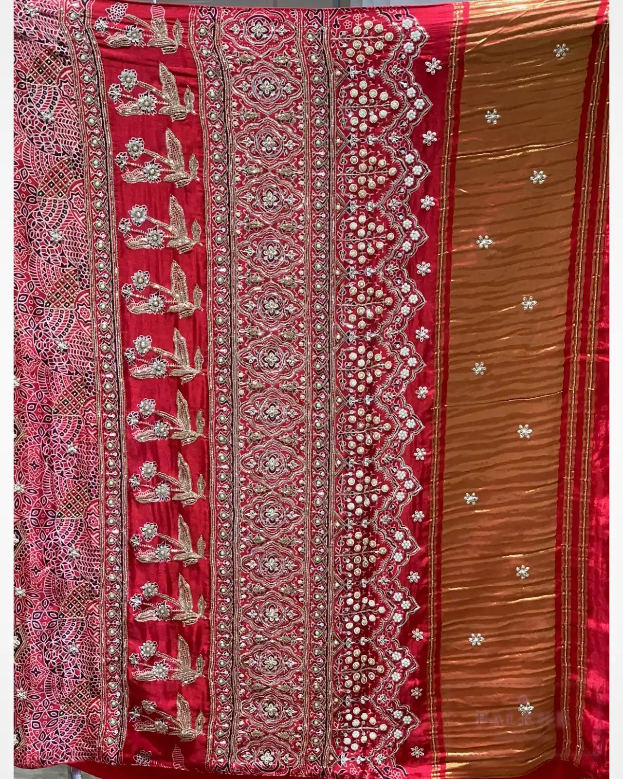 Red Silk Ajrakh Fancy x Hand Embroidery