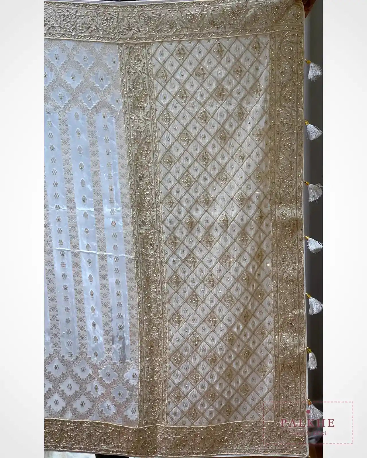 Ivory Silk Banarasi x Hand Embroidery