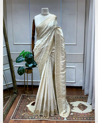 Ivory Silk Banarasi x Hand Embroidery