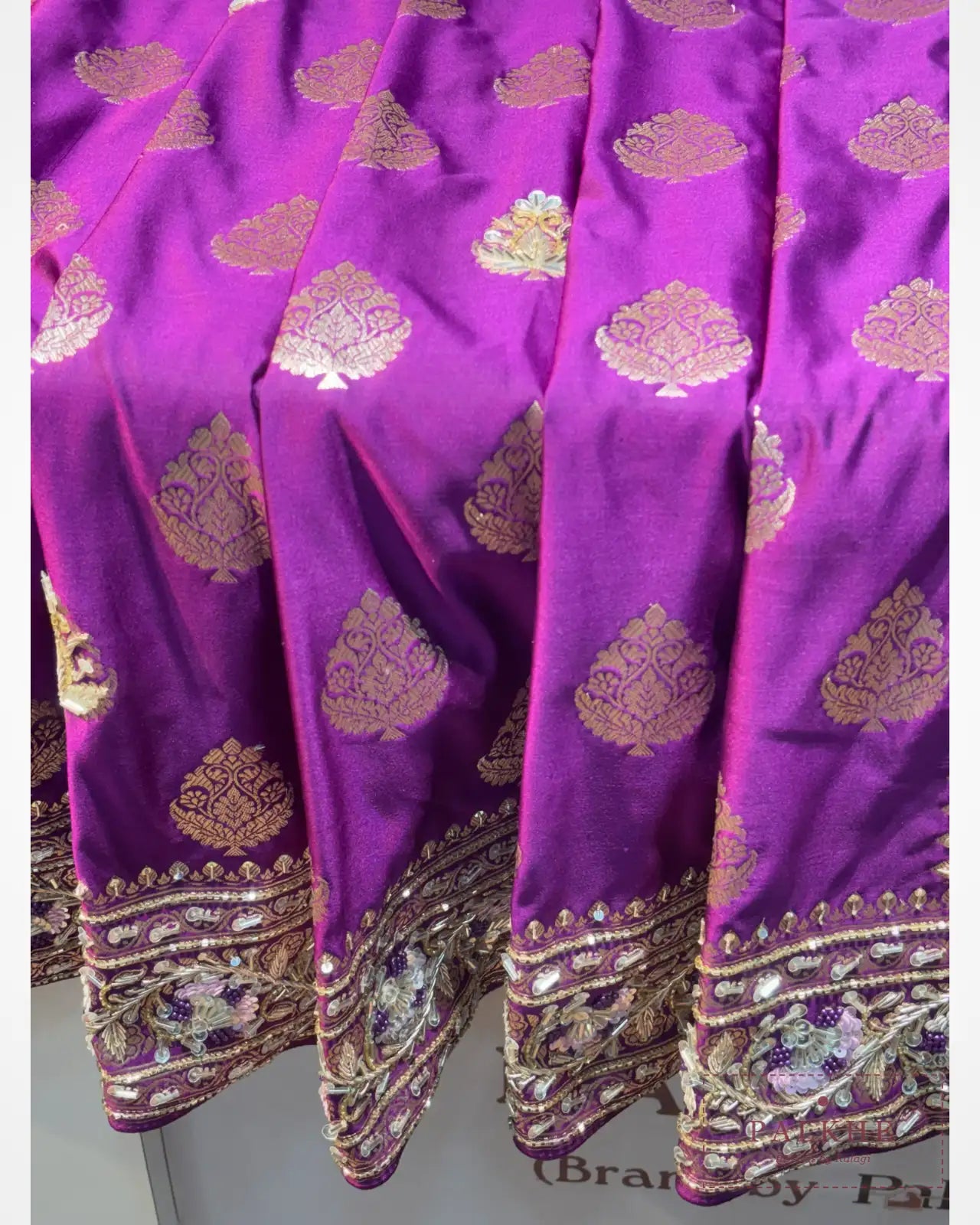 Purple Butta Pure Silk Banarasi x Hand Embroidery