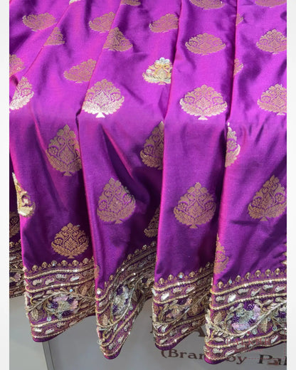 Purple Butta Pure Silk Banarasi x Hand Embroidery