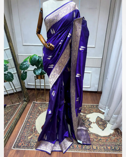 Purple Banarasi Butti in Katan Silk