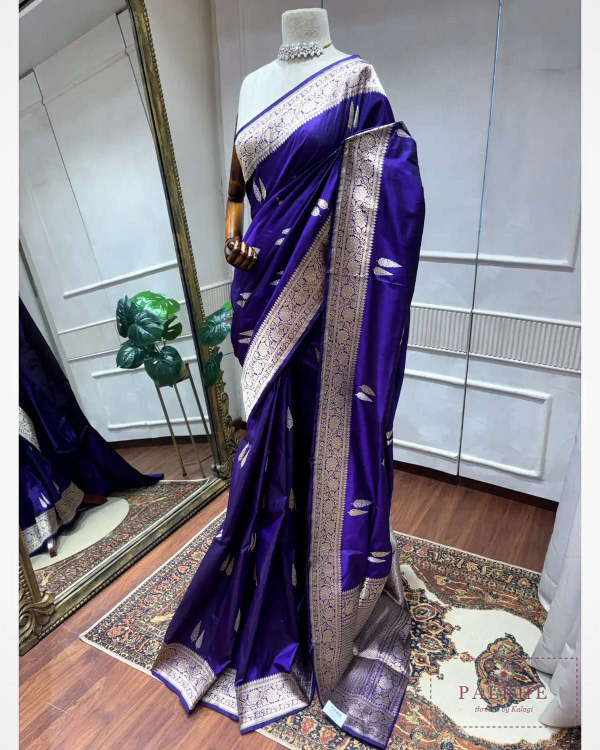 Purple Banarasi Butti in Katan Silk