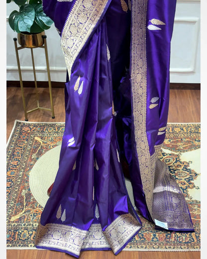 Purple Banarasi Butti in Katan Silk