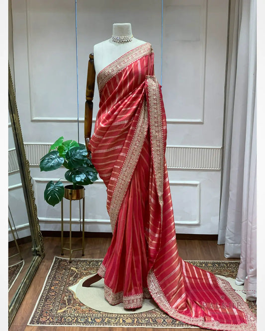 Red Tissue Silk Banarasi x Hand Embroidery