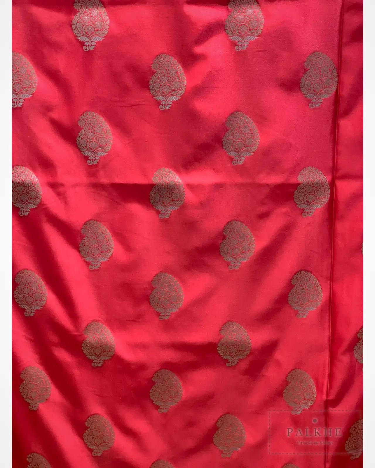 Red Banarasi Floral Buttas in Pure Katan Silk