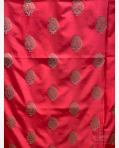 Red Banarasi Floral Buttas in Pure Katan Silk