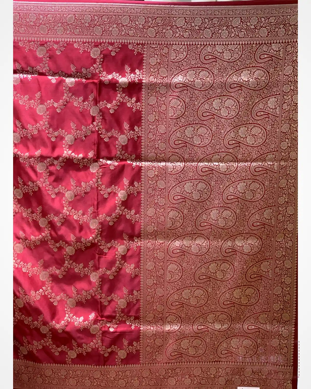 Maroon Banarasi Floral Jaal in Pure Katan Silk