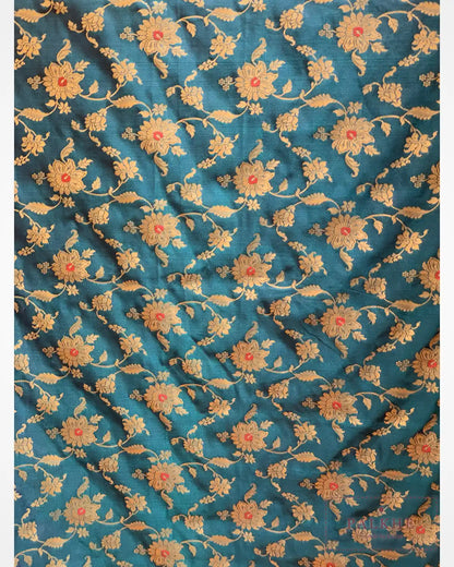 Royal Blue Banarasi Floral Jaal in Pure Silk