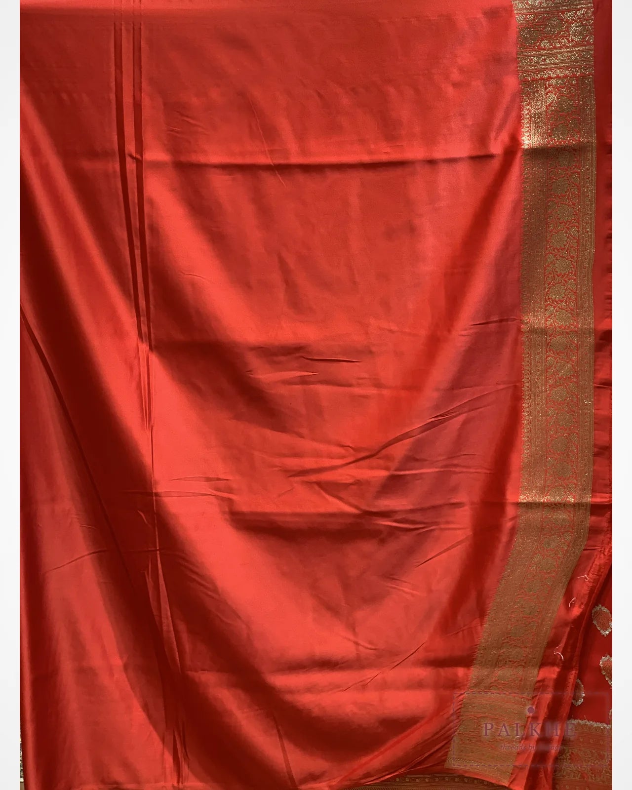 Orange Banarasi Floral Buttis in Satin Silk