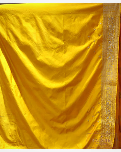 Mustard Yellow Pure Silk Banarasi x Hand Embroidered