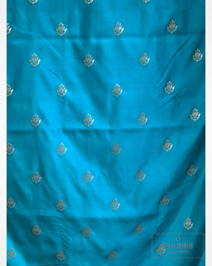 Rama Green Banarasi Floral Buttis in Pure Katan Silk