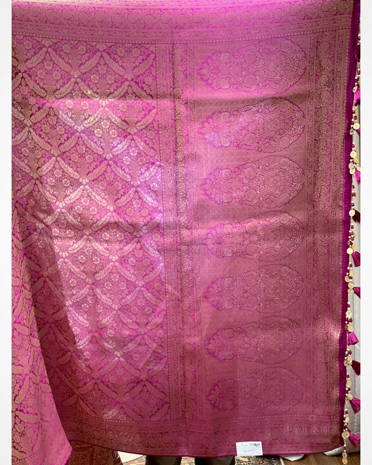 Wine Banarasi Floral Jaal in Silk
