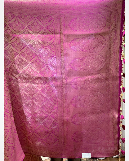 Wine Banarasi Floral Jaal in Silk