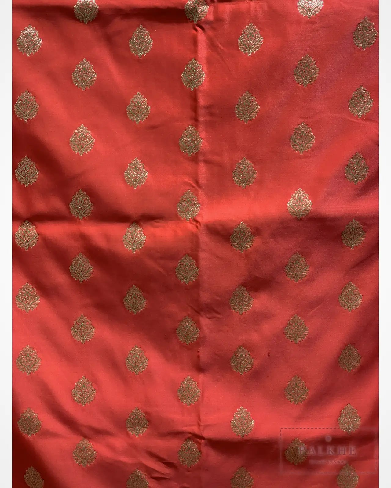 Orange Banarasi Floral Buttis in Satin Silk