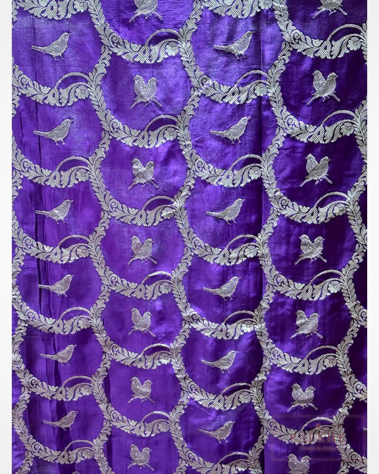 Purple Banarasi Bird Motifs in Pure Silk