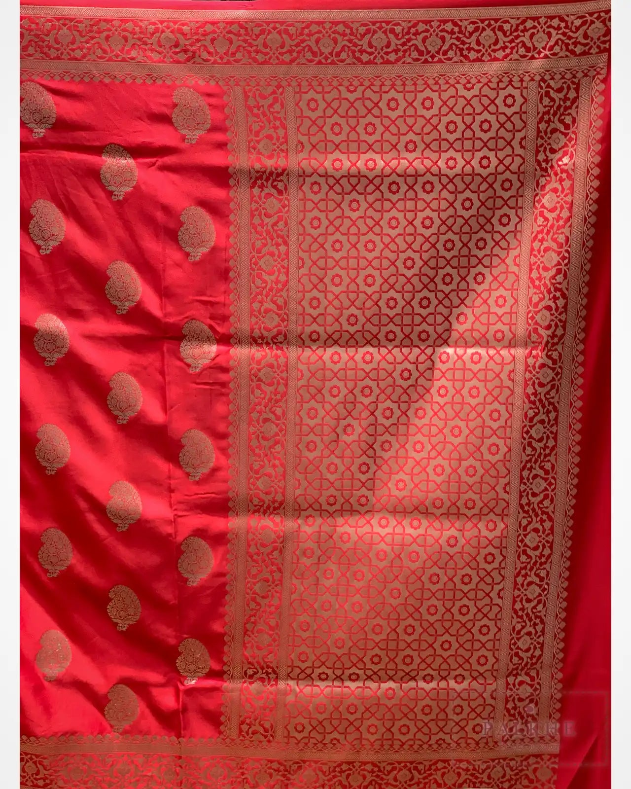 Red Banarasi Floral Buttas in Pure Katan Silk