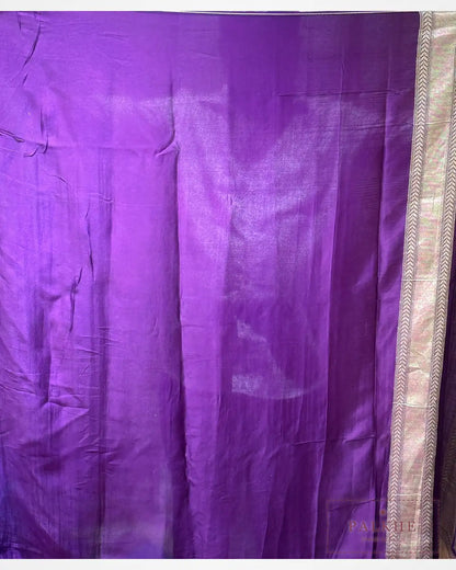 Purple Banarasi Bird Motifs in Pure Silk