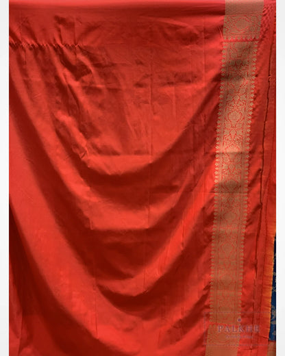 Royal Blue Banarasi Floral Jaal in Pure Silk