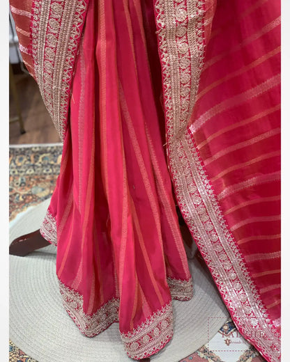Red Tissue Silk Banarasi x Hand Embroidery