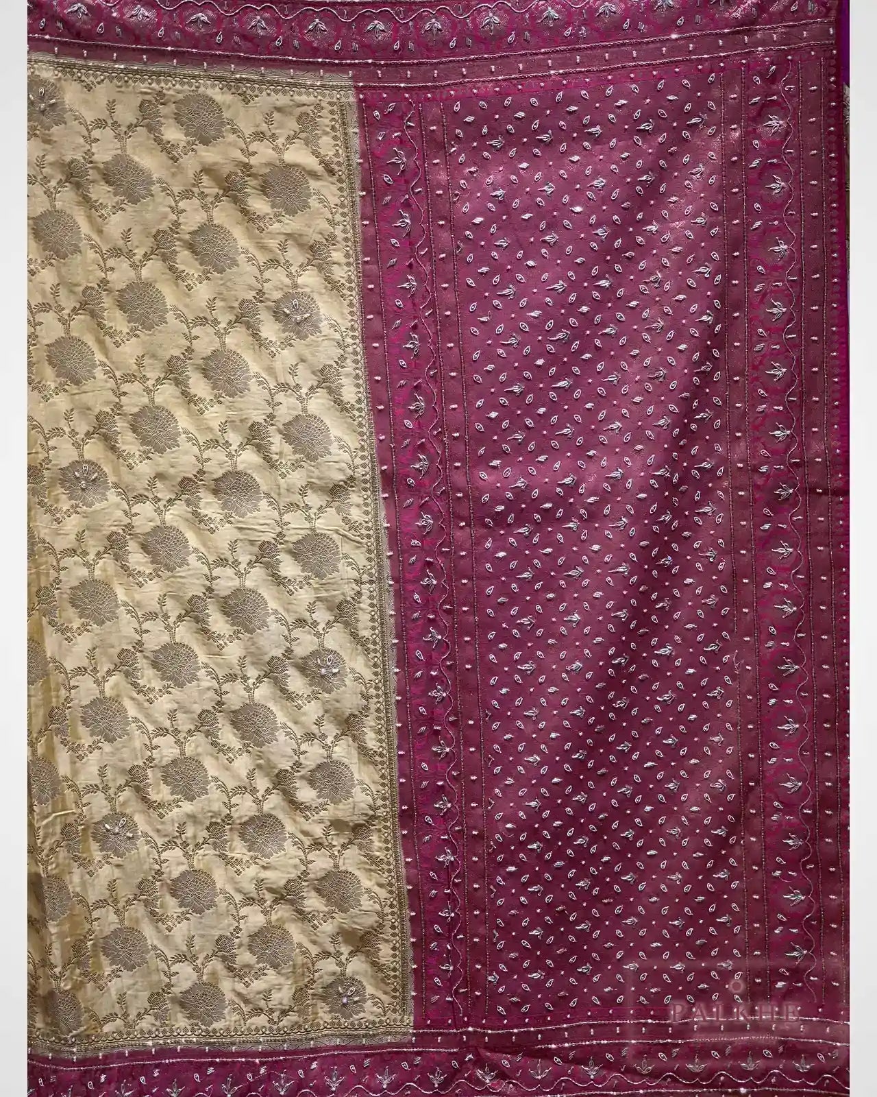 Mustard Yellow Floral Jaal Silk Banarasi x Hand Embroidery