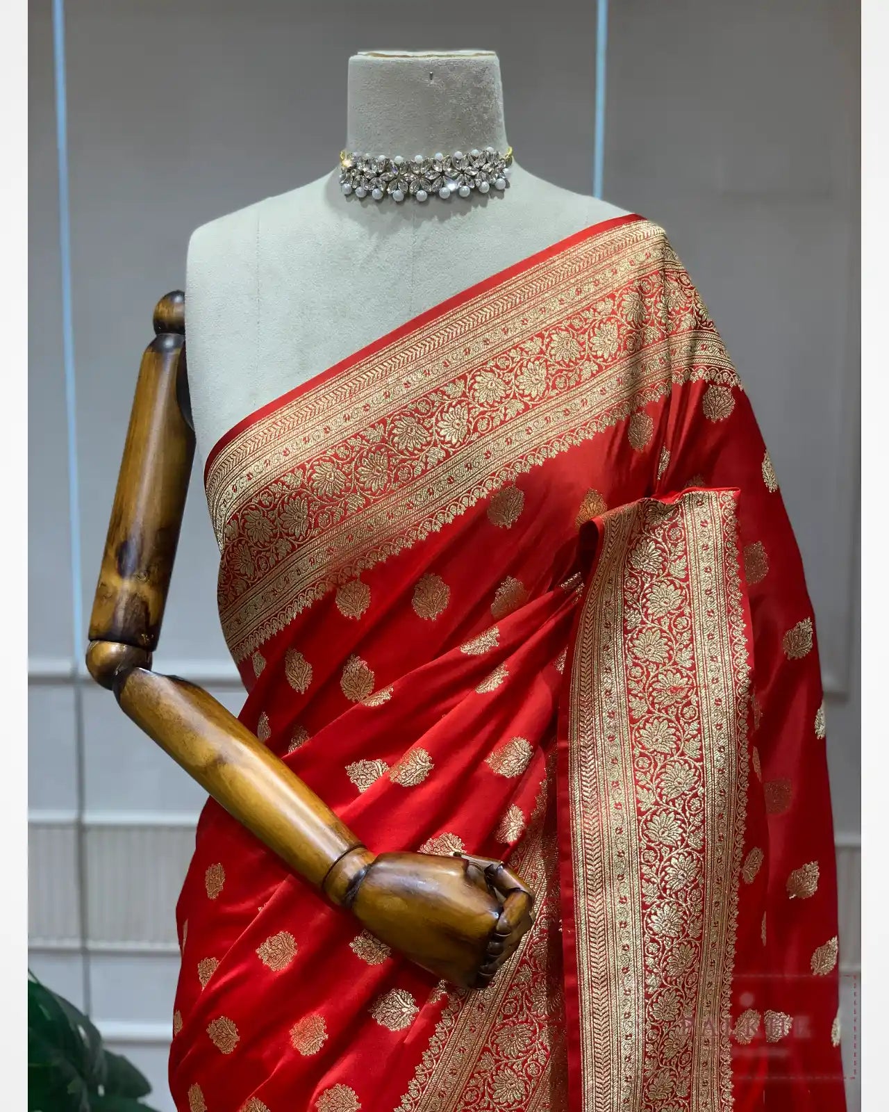 Orange Banarasi Floral Buttis in Satin Silk