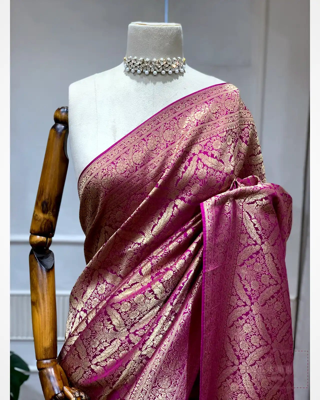 Wine Banarasi Floral Jaal in Silk