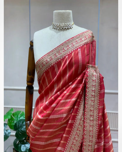 Red Tissue Silk Banarasi x Hand Embroidery
